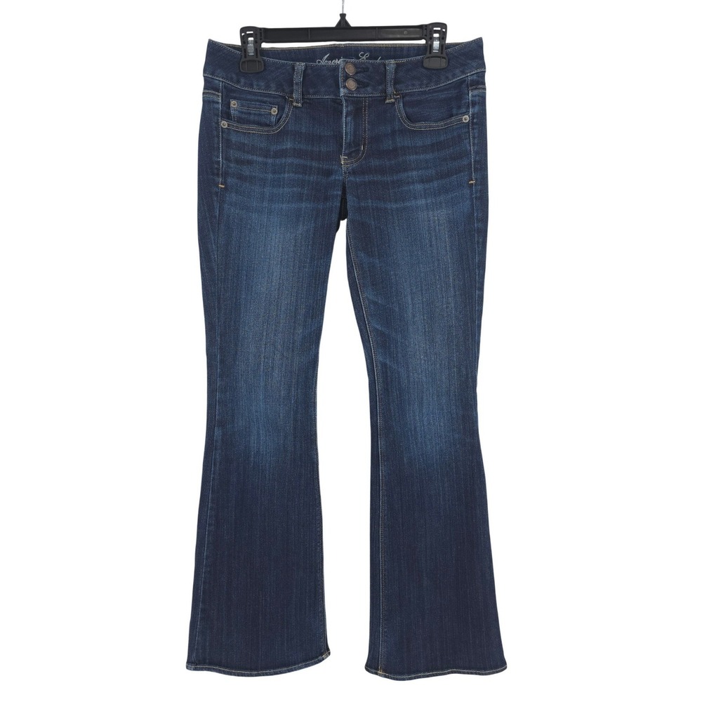 American Eagle Artist Flare Low Rise Dark Wash Stretch Blue Jeans Womens 6